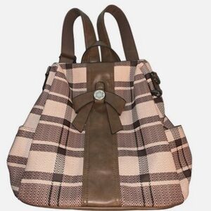 Elegant Brown and Cream Plaid Women's Backpack